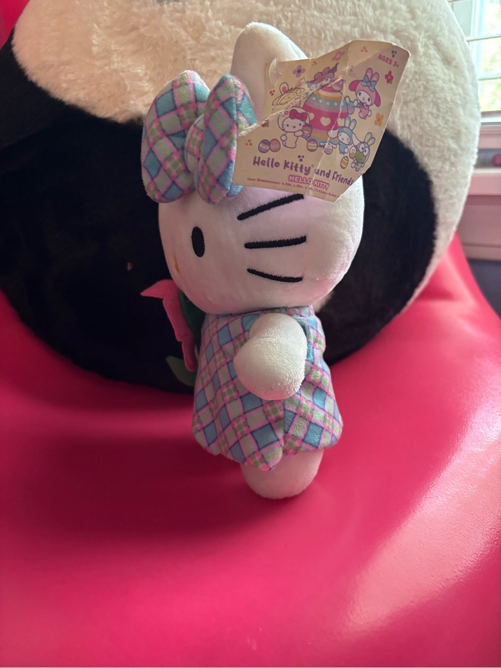 Sanrio Hello Kitty 8" Easter Plush - Pastel Plaid Dress & Flower NWT - Picture 9 of 9